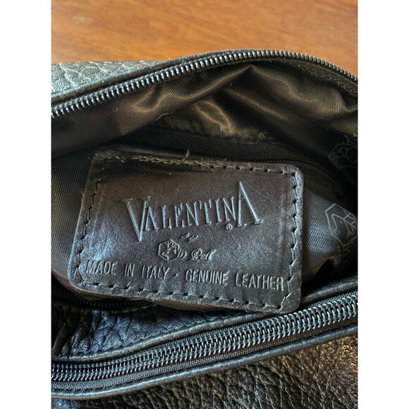 Valentina Italia Black Pebbled Leather Bucket Shoulder Bag - Picture 10 of 13